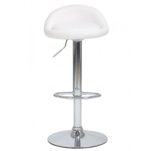 Aliveri hög justerbar pall i konstläder och vit/silvermetall, 42x38'5x69/91 cm