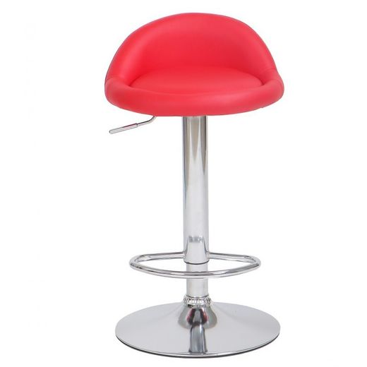 Aliveri hög justerbar pall i konstläder och röd/silvermetall, 42x38,5x69/91 cm