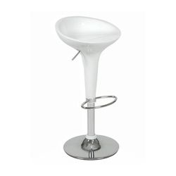 Sgabello alto regolabile Austin in plastica e metallo bianco/argento, 38x33x56/76 cm