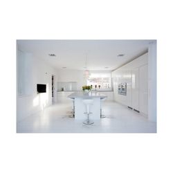 Sgabello alto regolabile Austin in plastica e metallo bianco/argento, 38x33x56/76 cm
