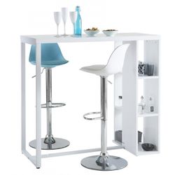 Hög justerbar pall med ryggstöd i plast, konstläder och blå/silver metall, 41'5x42x93/114 cm