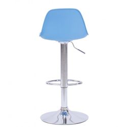 Hög justerbar pall med ryggstöd i plast, konstläder och blå/silver metall, 41'5x42x93/114 cm
