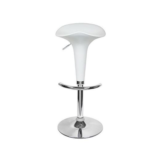 Sgabello Norman Alto Regolabile in Plastica e Metallo Bianco/Argento, Ø38x68/86 cm