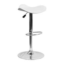 Sgabello Alto Samba in Nappel e Metallo Bianco/Argento, 45x37x64/86 cm