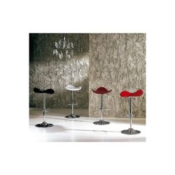Sgabello Alto Samba in Nappel e Metallo Bianco/Argento, 45x37x64/86 cm