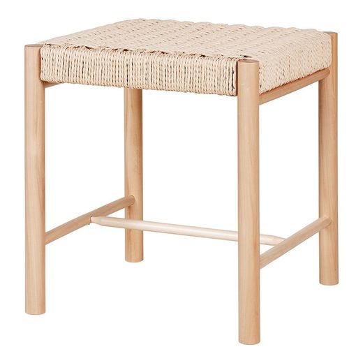 Tabouret bas en bois de peuplier naturel, 42 x 42 x 46,5 cm | Abana