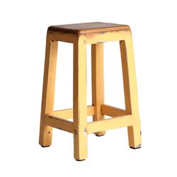 Niedriger Hocker aus Mahagoniholz ​​in Senfgelb und Natur, 30 x 30 x 48 cm | Sauris