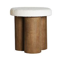 Low stool made of mango wood in natural and white, 40 x 40 x 42 cm | Hoek