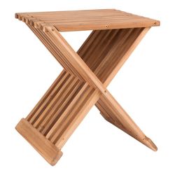 Sgabello basso in legno di teak naturale, 35 x 40 x 45 cm | Erto