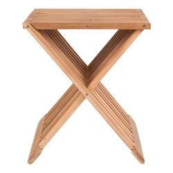 Sgabello basso in legno di teak naturale, 35 x 40 x 45 cm | Erto