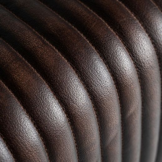 Low brown leather stool, 40 x 32 x 50 cm | Gladys