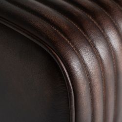 Low brown leather stool, 40 x 32 x 50 cm | Gladys