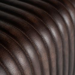 Low brown leather stool, 40 x 32 x 50 cm | Gladys