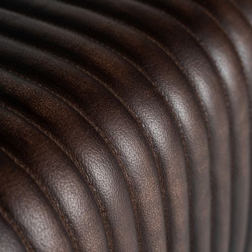 Low brown leather stool, 40 x 32 x 50 cm | Gladys