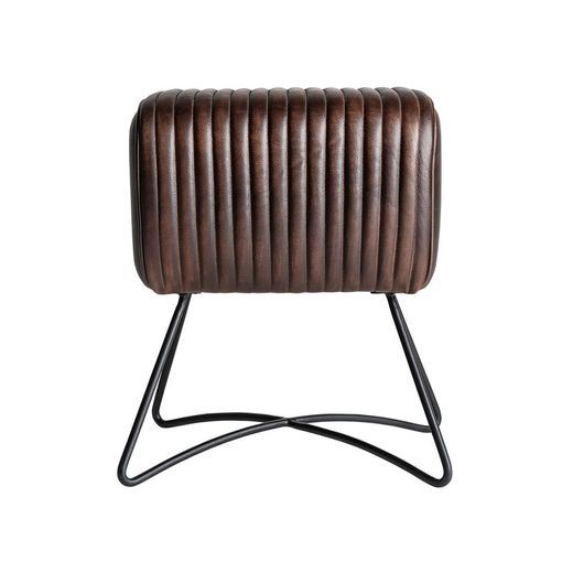 Low brown leather stool, 40 x 32 x 50 cm | Gladys