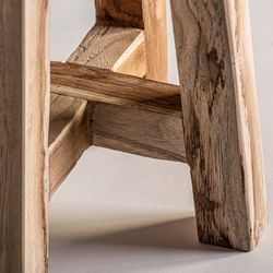 Tabouret Bas KOSE en Bois Tropical Naturel, 30x30x40 cm.