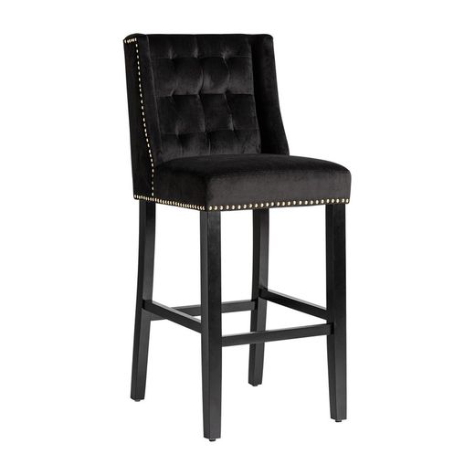 Banqueta de madeira de pinho Dachwig em preto, 49 x 53 x 112 cm