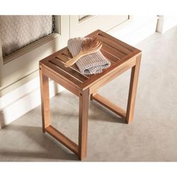 Tabouret en acacia naturel, 40 x 28 x 45 cm