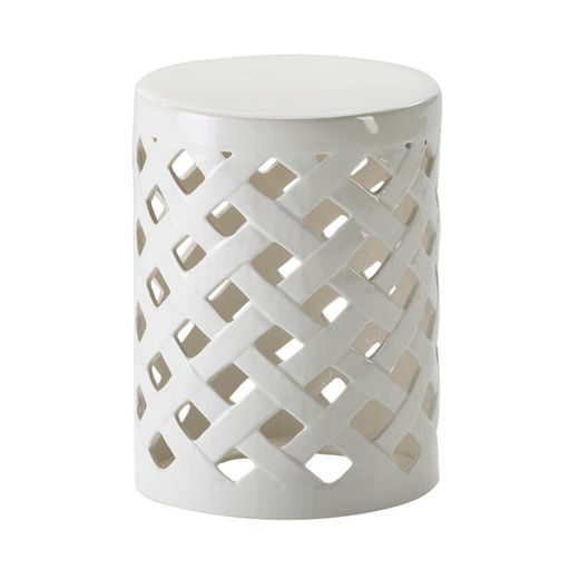 White Ceramic Stool, 34x47 cm