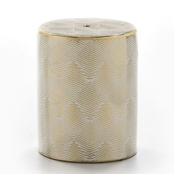 White/Gold Ceramic Stool, 33x33x43 cm