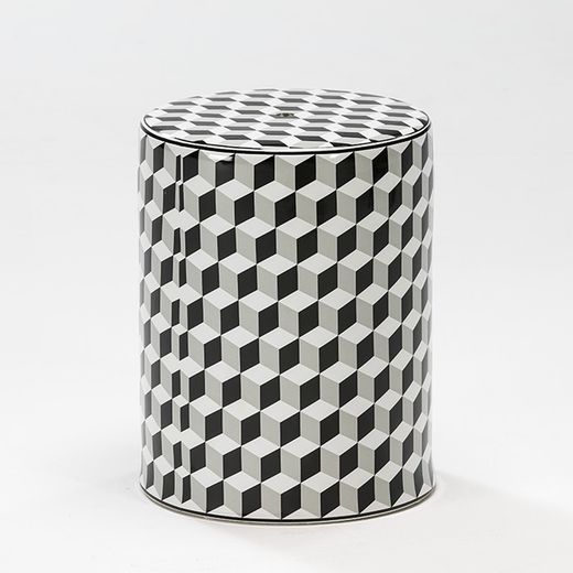 White/Black/Grey Ceramic Stool, 33x43 cm