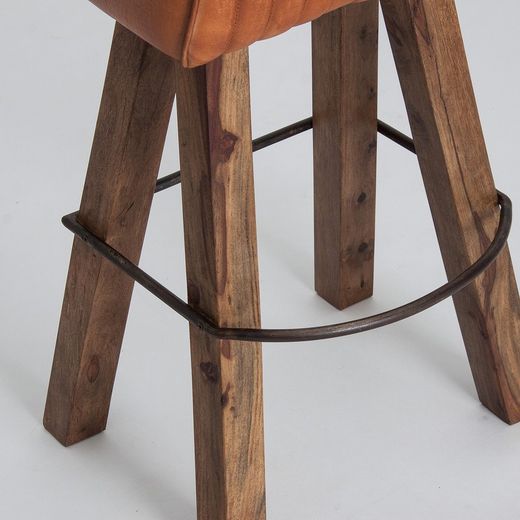 Tabouret en cuir d'aumônier marron, 43x34x75cm