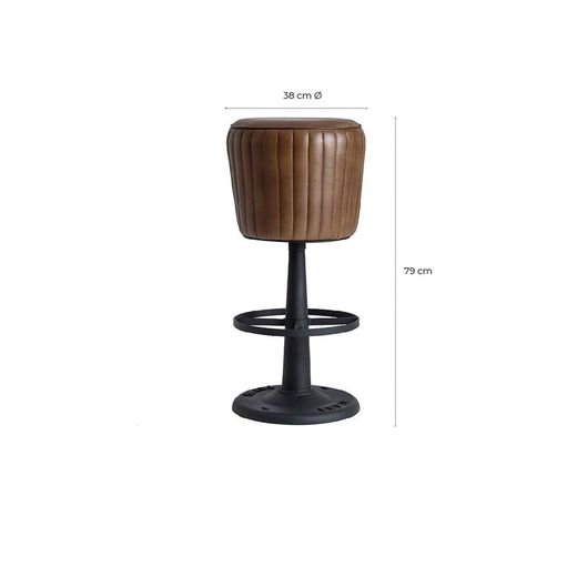 Tabouret en fer Seney Marron/Noir, Ø37x80cm