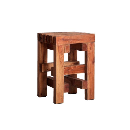 Taburete de madera de mahogany en marrón, 30 x 30 x 45 cm | Akviran
