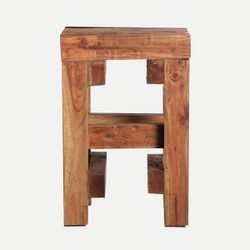 Taburete de madera de mahogany en marrón, 30 x 30 x 45 cm | Akviran