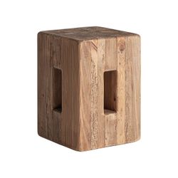 Taburete de madera de pino reciclado en marrón, 30 x 30 x 42 cm | Celis