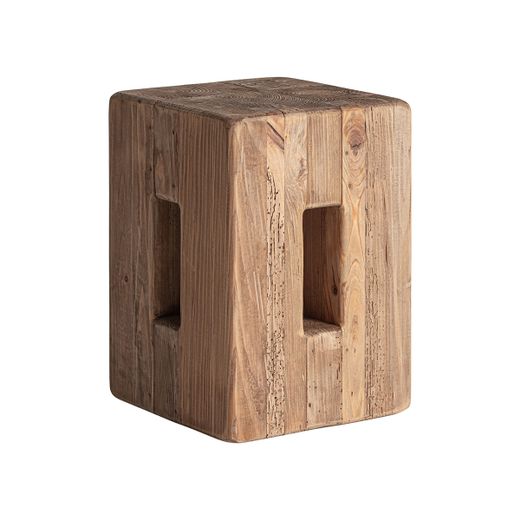Taburete de madera de pino reciclado en marrón, 30 x 30 x 42 cm | Celis