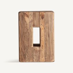 Taburete de madera de pino reciclado en marrón, 30 x 30 x 42 cm | Celis