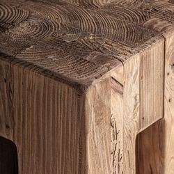 Taburete de madera de pino reciclado en marrón, 30 x 30 x 42 cm | Celis