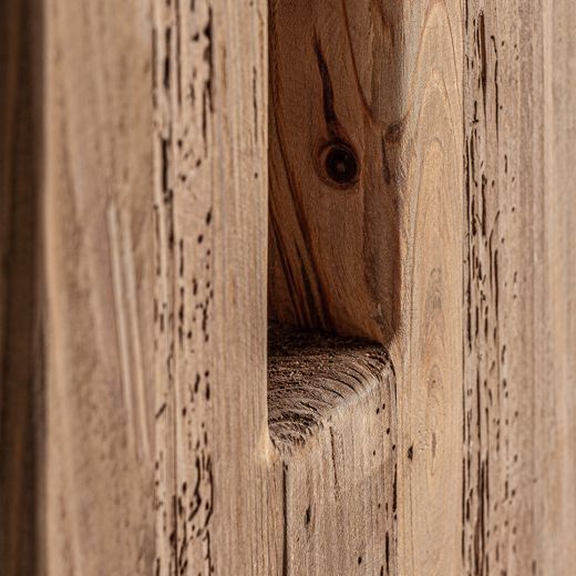 Taburete de madera de pino reciclado en marrón, 30 x 30 x 42 cm | Celis