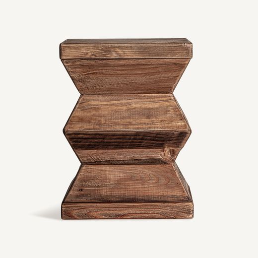 Taburete de madera de pino reciclado en marrón, 31 x 31 x 42 cm | Breive