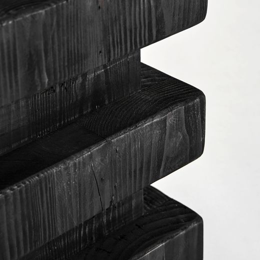 Taburete de madera de pino reciclado en negro, 35 x 35 x 40 cm | Vievy