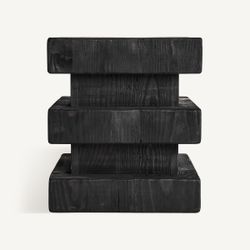 Taburete de madera de pino reciclado en negro, 35 x 35 x 40 cm | Vievy