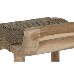 Teakhout en rotan kruk in naturel, 37 x 45 x 77 cm | Natuurlijke zitplaats