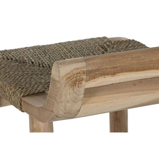 Teakhout en rotan kruk in naturel, 37 x 45 x 77 cm | Natuurlijke zitplaats