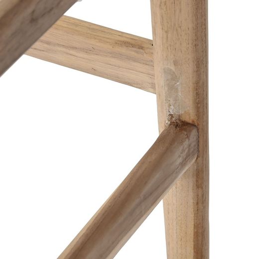 Teakhout en rotan kruk in naturel, 37 x 45 x 77 cm | Natuurlijke zitplaats