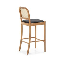 Natural Wood and Leatherette Stool, 43x47x97 cm