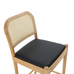 Natural Wood and Leatherette Stool, 43x47x97 cm