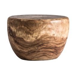 Tamborete de madeira tropical Chitsa, Ø50x48cm
