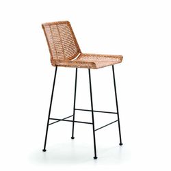 Svart metall- och korgpall, 50x49x97 cm