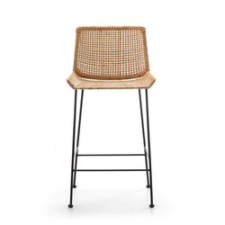 Svart metall- och korgpall, 50x49x97 cm