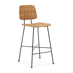 Svart metall och flätad pall, 41x55x98 cm