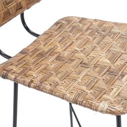 Svart metall och flätad pall, 41x55x98 cm