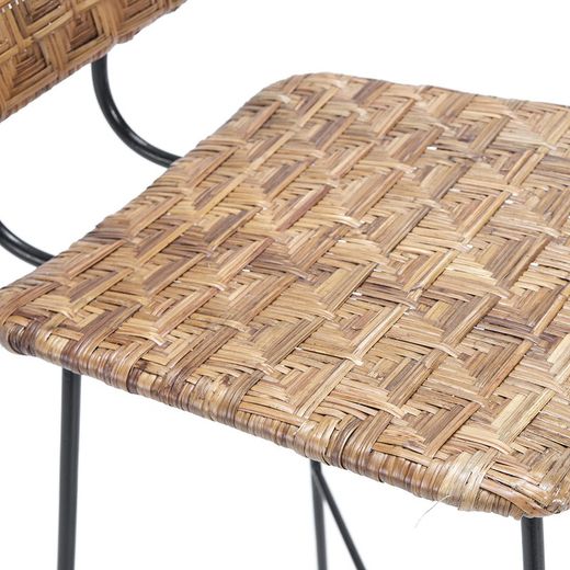 Svart metall och flätad pall, 41x55x98 cm