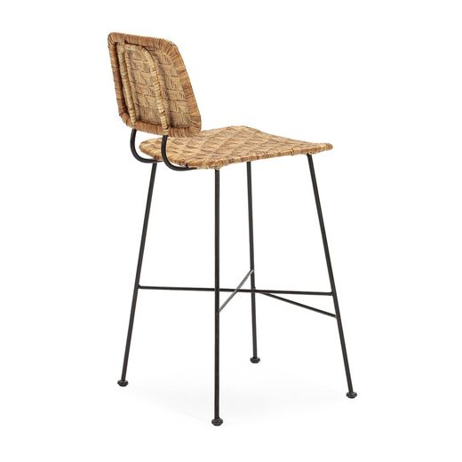 Svart metall och flätad pall, 41x55x98 cm