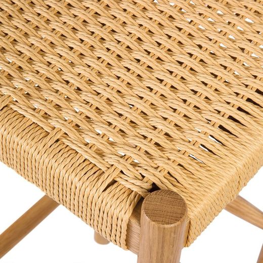 Oak / braided paper stool, 35x35x75cm
